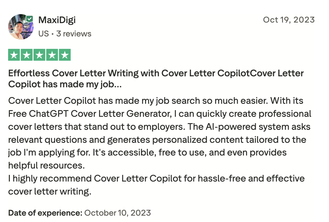 Trustpilot Review 2 - Resume.io